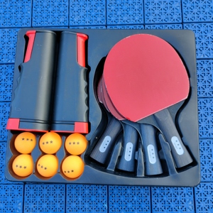 Juego de Raquetas de <span class=keywords><strong>Tenis</strong></span> de <span class=keywords><strong>Mesa</strong></span> Personalizado de Madera de 7 Capas para 4 Jugadores, 6 Pelotas con Red Portátil, para Interiores y Exteriores - Product Image 3