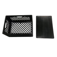 Caisse à lait pliable 24QT avec couvercle en plastique, paniers de rangement empilables avec poignées