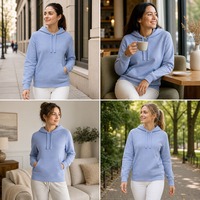 Sweat à capuche pour femme personnalisé, effet délavé à l'acide, avec empiècement avant, en molleton de coton, coupe oversize, respirant, style streetwear décontracté, avec poche kangourou