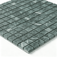 Lembaran Jaring Ubin Mosaik Persegi Marmer Hijau Tua 295x295mm Tebal 10mm Untuk Dekorasi Dinding dan Lantai Interior Kamar Mandi Dapur