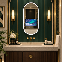 Miroir intelligent Android HAOCROWN, miroir ovale avec écran tactile TV, miroir de vanité, Wi-Fi activé, miroir de salle de bain éclairé pour hôtel