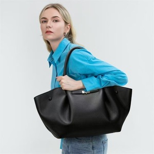 Black Lychee Pattern Tote Bag Horizontal <b>Square</b> Lock Closure Minimalist Style Everyday Use - Product Image 1