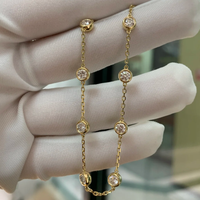 Bracelet Tennis en diamant cultivé en laboratoire de forme ronde à bulles Sertissage de lunette Bracelet en or jaune 10K 14K 18K avec CVD HPHT