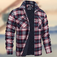 Veste matelassée coupe-vent écologique pour homme, style streetwear occidental, à manches longues, col rabattu, à carreaux, coupe ajustée, pour l'hiver