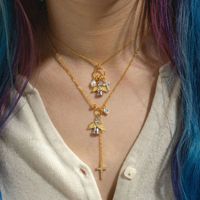 Collar con Colgante de Cruz de Cobre Chapado en Oro de Alta Gama Europeo Americano, con Perla y Circonita, para Mujer