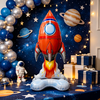 Ballon géant en aluminium en forme d'astronaute sur fusée, thème spatial, fournitures pour fêtes d'anniversaire pour enfants et garçons, certifié BSCI