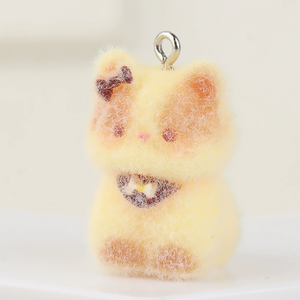 Cute Plush Cat Keychains Set of 6 Soft Fuzzy Animal Charms White Yellow <b>Pink</b> Orange Colors Unisex Toy Decor Gift - Product Image 3