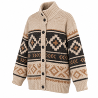 Cardigan en tricot personnalisé pour homme, pull jacquard nordique boutonné, pull épais, fabrication de vêtements en tricot en gros sous marque privée