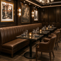 Meubles de bar d'hôtel de luxe Ron Group, sièges en cuir, chaise ergonomique rembourrée, table ronde en marbre pour restaurant