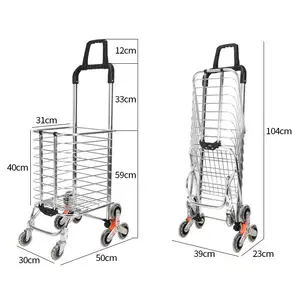 Shopping Trolley Double Bag Shopping Trolley Hand Luggage Cart Carts Storage Trolley GS OEM Zhejiang Folding Outdoor 6 Wheels