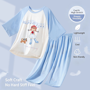 <span class=keywords><strong>Pyjama</strong></span> personnalisé à motifs pour garçons, nouvelle collection 2026, tenue d'intérieur pour adolescents, ensemble d'été fin en modal à manches courtes pour enfants - Product Image 5