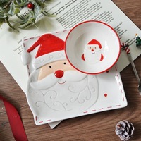 Service de vaisselle en porcelaine osseuse design de noël Offre Spéciale, assiettes en céramique de restaurant, lave-vaisselle, service de table mignon en porcelaine disponible