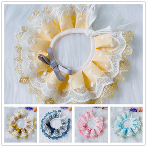 Lindo Babero de Algodón con Encaje para Mascotas, Pañuelo de Cuello Redondo, Toalla para la Saliva de Perros y Gatos, para Teddy, Samoyed, Cachorros, Accesorios para Mascotas al por Mayor - Product Image 2
