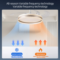 Les dernières tendances en matière de décoration intérieure minimaliste et moderne pour la chambre à coucher présentent un ventilateur de plafond invisible silencieux avec variateur d'intensité lumineuse télécommandé.