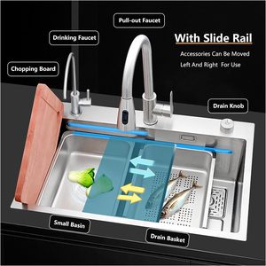 Fregaderos de Cocina de Acero Inoxidable Hechos a Mano de Alta Calidad con Grifo Extraíble para Mostrador de Hotel Moderno Cubas Brasil - Product Image 2