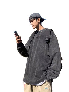 T-shirt à manches longues vintage personnalisé pour homme, coton 260 g/m², coupe oversize, style streetwear, <span class=keywords><strong>noir</strong></span> délavé - Product Image 5