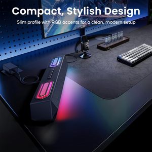 ลำโพงคอมพิวเตอร์ 40W บลูทูธ 5.3 USB-C ซาวด์บาร์เสียงดิจิตอล พร้อมไฟ RGB ซอฟต์แวร์ปรับแต่ง <span class=keywords><strong>EQ</strong></span> สำหรับเล่นเกมส์ ใช้ได้กับคอมพิวเตอร์ตั้งโต๊ะและแล็ปท็อป - Product Image 2