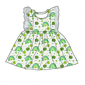 QL2022 lapin blanc impression fête tunique dentelle robe pour filles en gros manches évasées bébé vêtements groupe d'âge enfants automne - Product Image 5