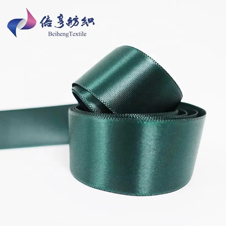 3 Inch Dark Green Single Sided Satin Ribbon 40mm For Gift Packing