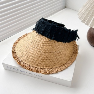 Faltbarer Raffia Stroh Krempe Breiter Sonnenhut für Frauen Sommer Outdoor UV-Schutz Visier Hut Gesicht Abnehmen Fedora Panama Beach - Product Image 4