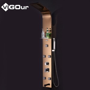 Sistema de Ducha de Lluvia con Panel, Torre, Jets de Masaje Corporal, Rociador de Mano y Estantes para Ducha - Product Image 2