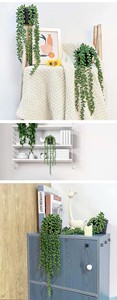 Plantas colgantes artificiales Simulación de plantas suculentas, bonsái de cadena de perlas para la decoración del jardín del hogar hierba - Product Image 6