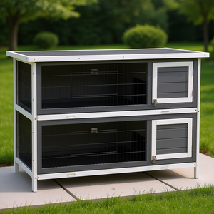 Jaula para Mascotas de Madera Gris Oscuro de 2 Niveles y 54 Pulgadas, Puertas con Cerradura, Bandeja Extraíble, Techo Impermeable, Uso en Interiores y Exteriores - Product Image 2