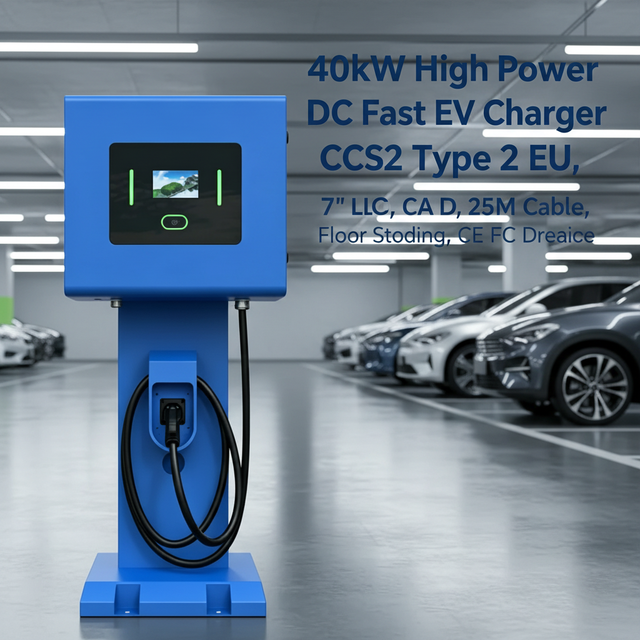 New 40kW High Power DC Fast EV Charging Station with CCS2/Chademo/GB Interfaces 80A Output for Commercial Use