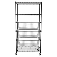 Maßgefertigtes 6-stöckiges Drahtregal-Trolley Metall-Garagenregal für Dachboden und Speisekammer mit Schiebekörben