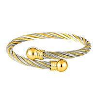 Bracelet ajustable ouvert pour homme, plaqué or 18 carats, fil torsadé, tendance, accessoire de bijouterie, cadeau de mariage pour couple