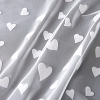 Tela de tul de malla transparente de poliéster y elastano, suave, elástica, ligera, con flocado de corazones, para vestidos, velos y moda infantil