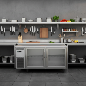 <span class=keywords><strong>Réfrigérateur</strong></span> commercial à deux portes, congélateur supérieur, sans givre, design écoénergétique, grande capacité, en acier inoxydable - Product Image 1