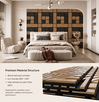 Panneau mural acoustique en bois géométrique 600x600mm, panneau décoratif absorbant le son en MDF PET pour hôtel, bureau et maison