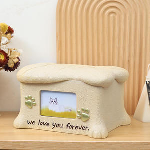 Pet Funeral Supplies New Designer Yellow Resin Coffin Pet <strong>Urns</strong> With Photo Frame for <strong>Cats</strong> and Dogs - Product Image 2