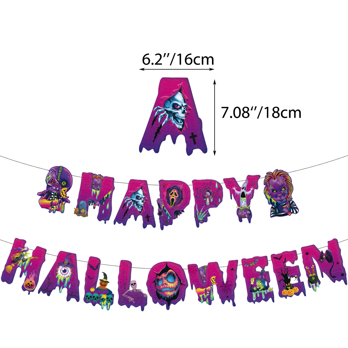 Bannière violette-1pc HAPPY HALLOWEEN