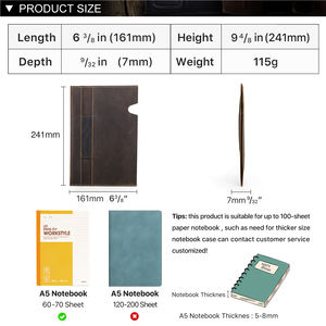 Funda de Cuero Delgada y Minimalista para Cuaderno A5, Hecha a Mano, Funda de Cuero Vintage Personalizada para Diario, Biblia, Libro - Product Image 3