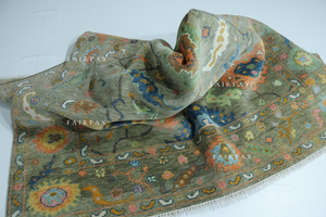 พรมขนสัตว์อูชักสีเขียวมะกอกทำมือ: ตกแต่งด้วยสีสันสดใส สไตล์ยุโรปเพื่อการตกแต่งพื้นบ้านอย่างมีระดับ - Product Image 3