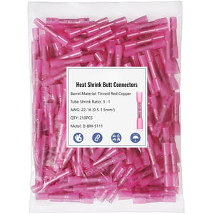 Connecteurs thermorétractables 22-16 AWG en cuivre étamé rose, 210 pièces, étanches pour le câblage - Product Image 1