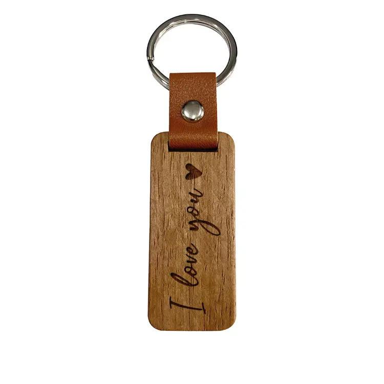 Wood Keychain Blanks Leather Wood Keychain Blank Unfinished Blanks with Leather Strap Keychain