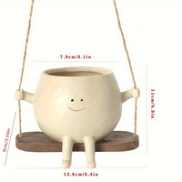 Pop Adorable Visage Souriant Balançoire Pot de Fleurs Décoration Personnalisée Vase Cartoon en Résine pour Plantes Succulentes Pot Suspendu
