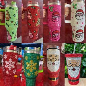 Nuevos Vasos Personalizados de Navidad con Diseño de <span class=keywords><strong>Grinch</strong></span>, Decorados con Pedrería, de Acero Inoxidable de 40 oz, con Cara de <span class=keywords><strong>Grinch</strong></span> Verde - Product Image 4