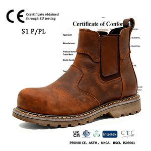 Рабочие ботинки с металлическим подноском, защитой от проколов и ударов, унисекс, верх из натуральной кожи, подошва из резины, для горнодобывающей промышленности и строительства - Product Image 2