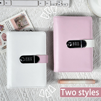 Carnet de budget personnalisé avec serrure à combinaison, reliure à feuilles mobiles, couverture en PU rose/blanc