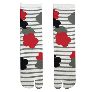 Chaussettes <span class=keywords><strong>Tabi</strong></span> japonaises en jacquard style japonais à motif fleur de cactus, mi-mollet, à deux orteils séparés, tricotées - Product Image 4