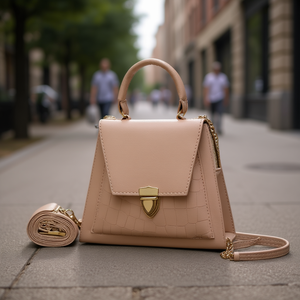 Biuna Bolso cruzado para mujer de 7 pulgadas con patrón de cocodrilo y cierre de cremallera, bolso bandolera portátil a la moda, color nude - Product Image 2