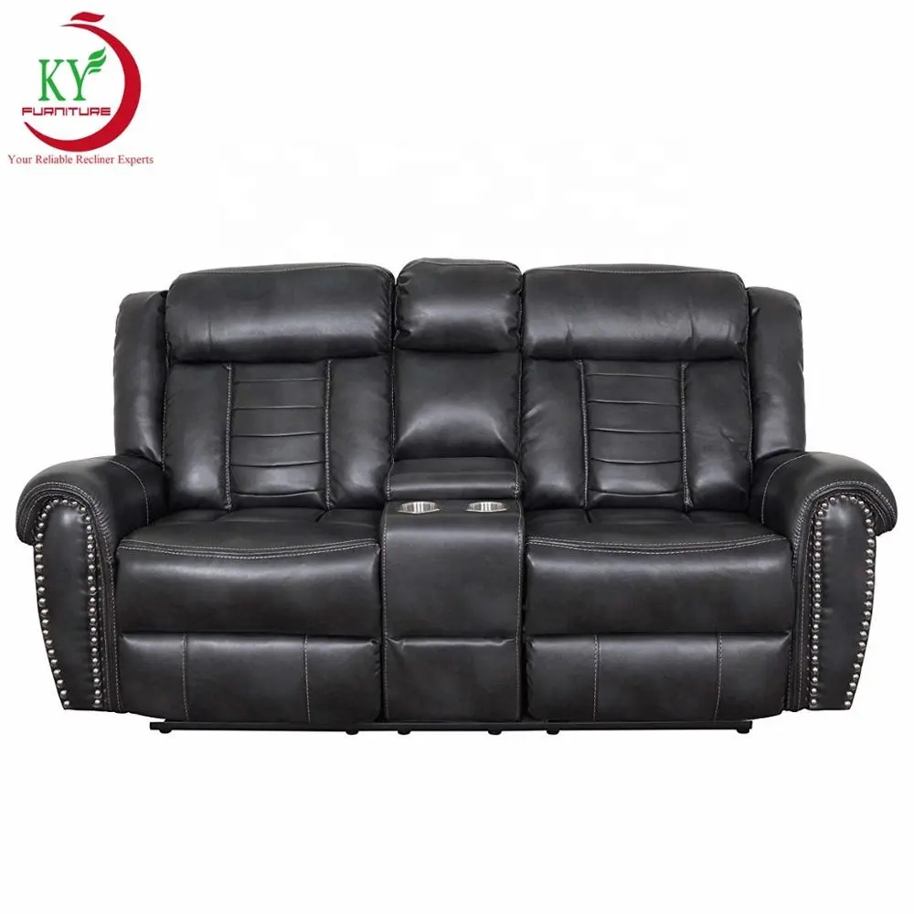 Jky sofá manual de couro sintético, sofá com 2 copos de couro sintético moderno para sala de estar e poltrona