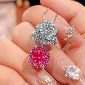 Nouvel ensemble de bijoux en cuivre plaqué or, zircon rouge taille brillant 12 mm, écologique et tendance, pour fêtes, pour acheteurs en gros en Chine - Product Image 5