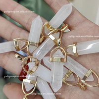 Vente en gros de bijoux vintage de haute qualité, pierres semi-précieuses naturelles en vrac, quartz rose, cristal de guérison, pendentif hexagonal