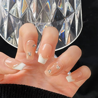 Vente en Gros Luxe Brillant Rose 24 Ongles à Coller Design Acrylique 3D Couleur Pure Faux Ongles Personnalisés