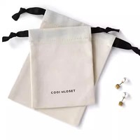 Petit sac cadeau promotionnel à cordon en coton pochette à bijoux en tissu de coton avec logo imprimé